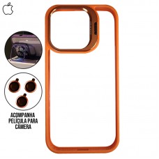 Capa iPhone 15 Pro Max - Metal Stand Orange